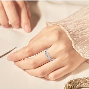 S925 Sterling Silver Knot Ring Dainty CZs Stackable Rings Bands for Women
